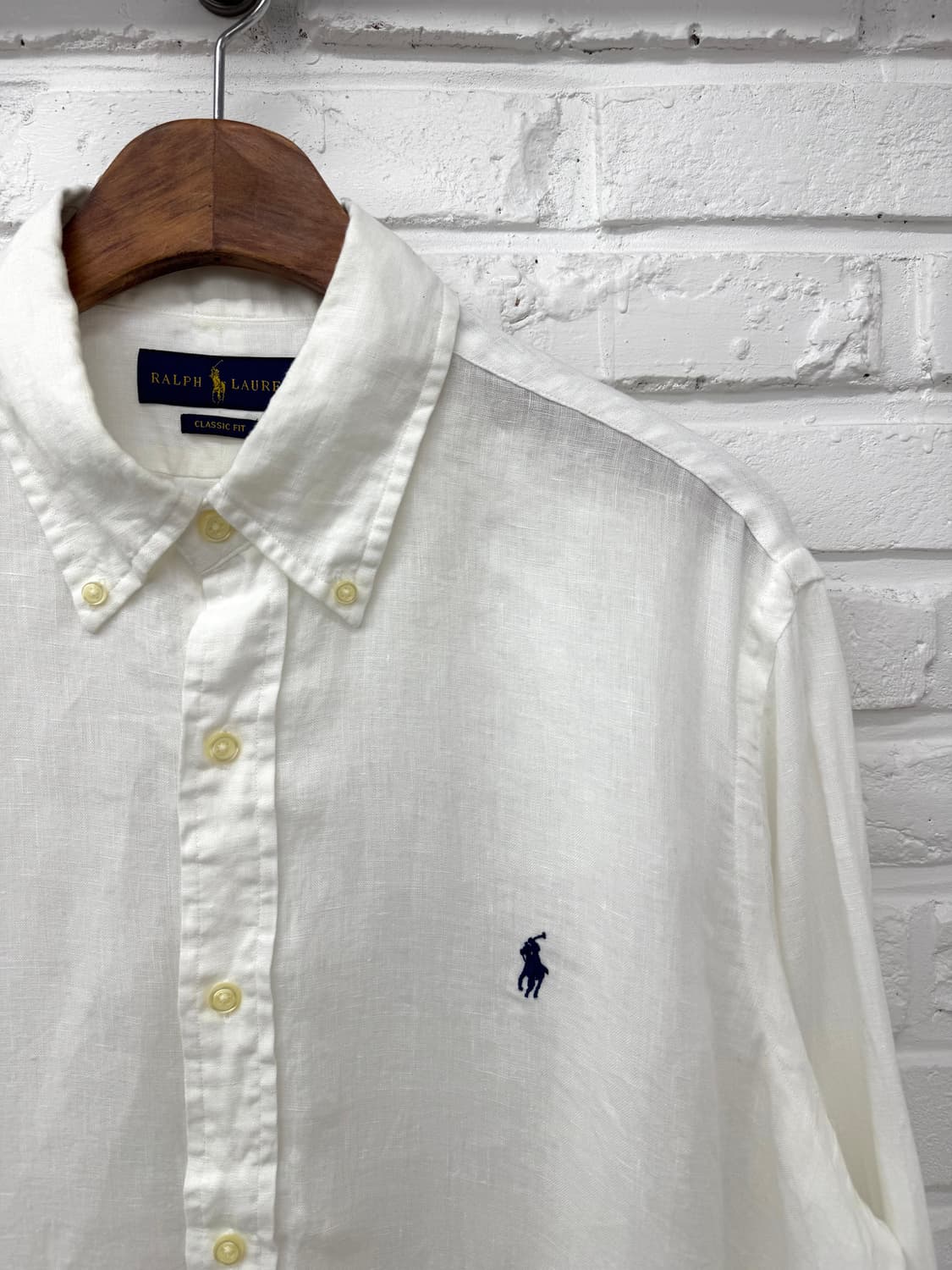 폴로 화이트 클래식 핏 린넨 셔츠 상품이미지4