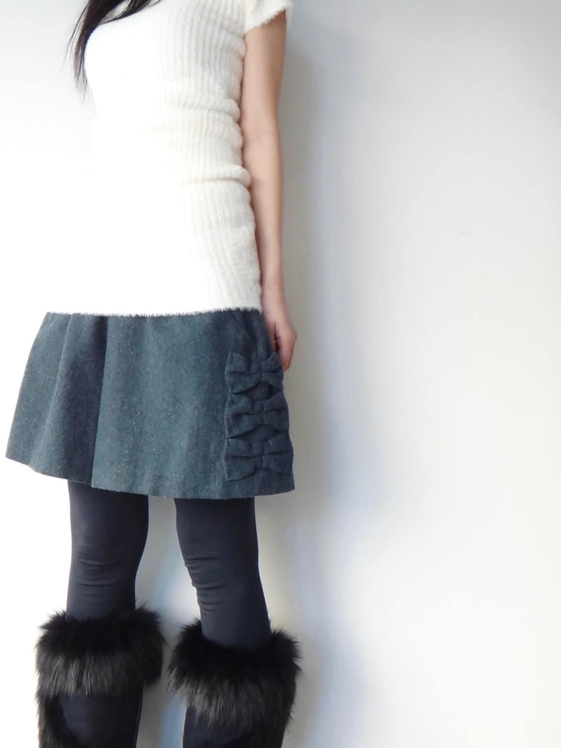 Ribbon detail warm mini pants  상품이미지5