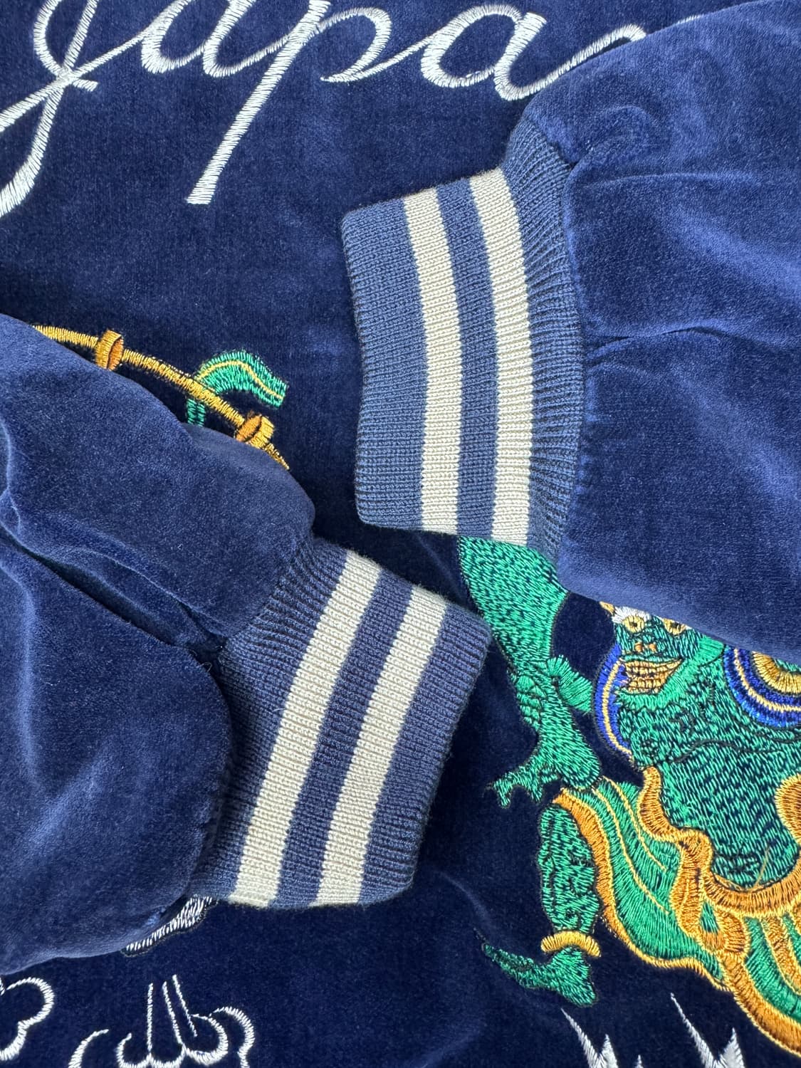 빈티지 90s HOUSTON 벨벳 스카쟌 네이비 M 상품이미지10