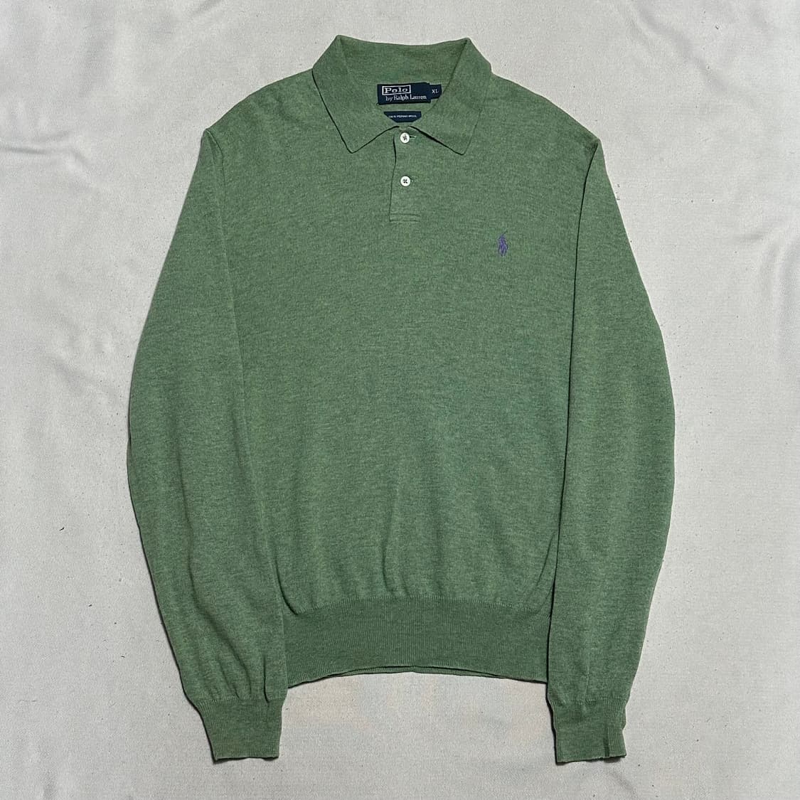 XL 폴로랄프로렌 라이트 그린 메리노 울 카라 니트 상품이미지2