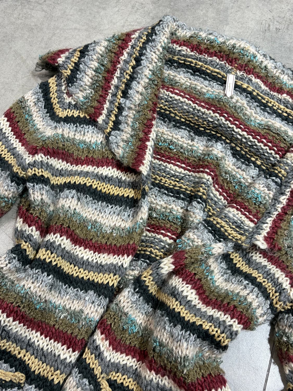 일본 빈티지 히피 무지개떡 테슬 니트 오픈 롱가디건  상품이미지5