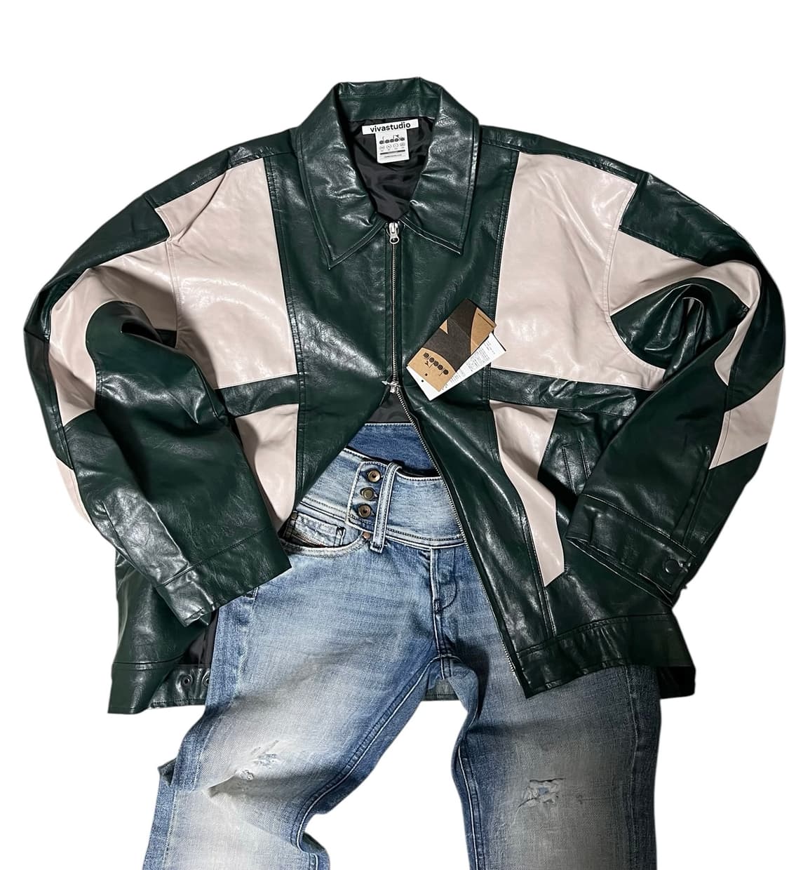 (새상품)디아도라(비바스튜디오x디아도라)투웨이 레더 쟈켓 상품이미지1