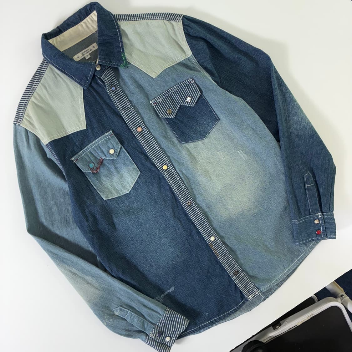 Corisco  코리스코 웨스턴 패치워크 데님 포켓셔츠 상품이미지2