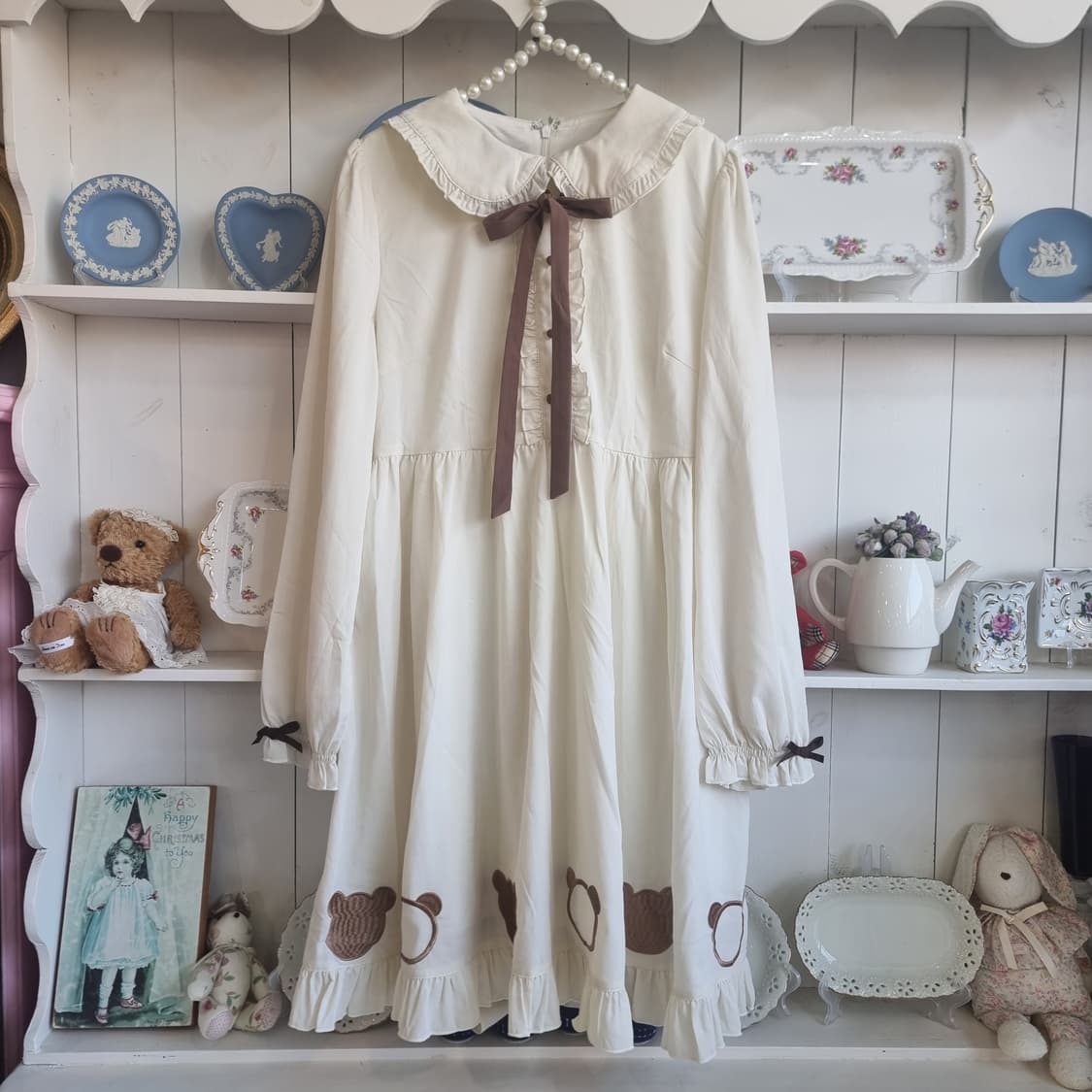 To Alice(투앨리스) 곰돌이 자수 세일러원피스 상품이미지1