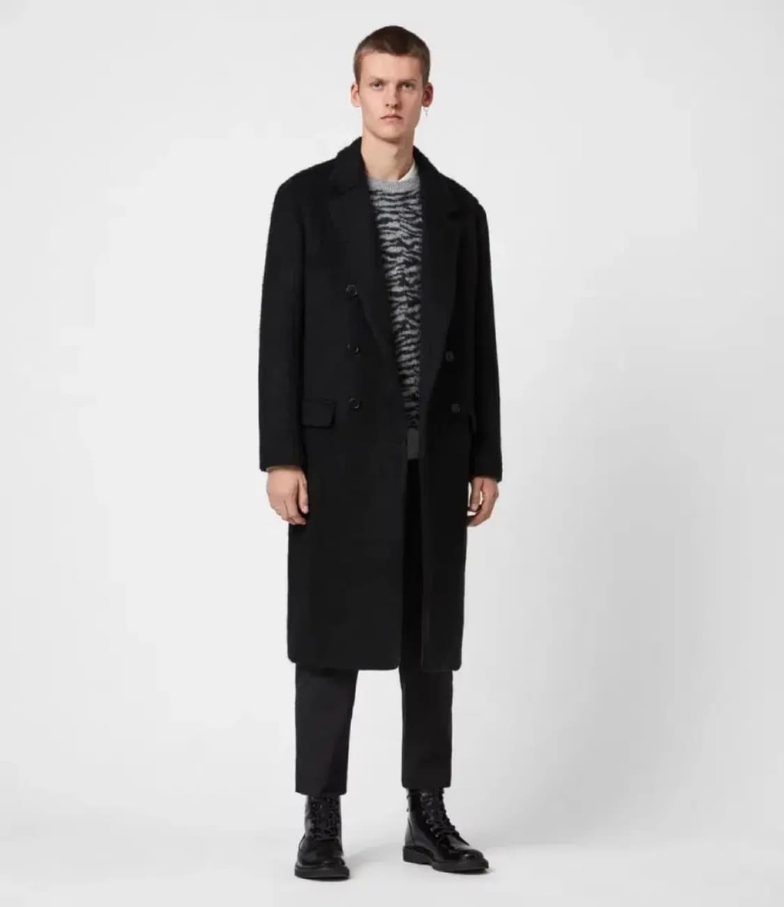 81만원 올세인츠 캠포(Campo) 더블 롱코트, 블랙, 38(M/L) 상품이미지2