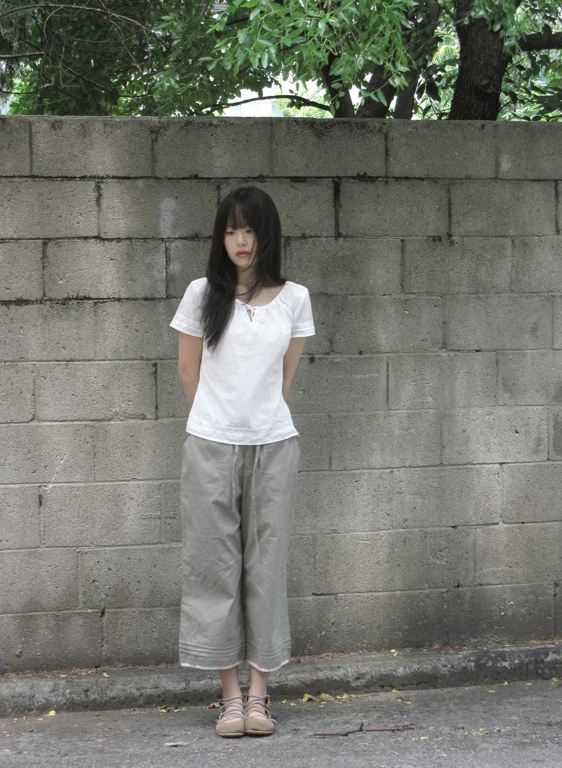 빈티지 레이스 크롭 팬츠 상품이미지2