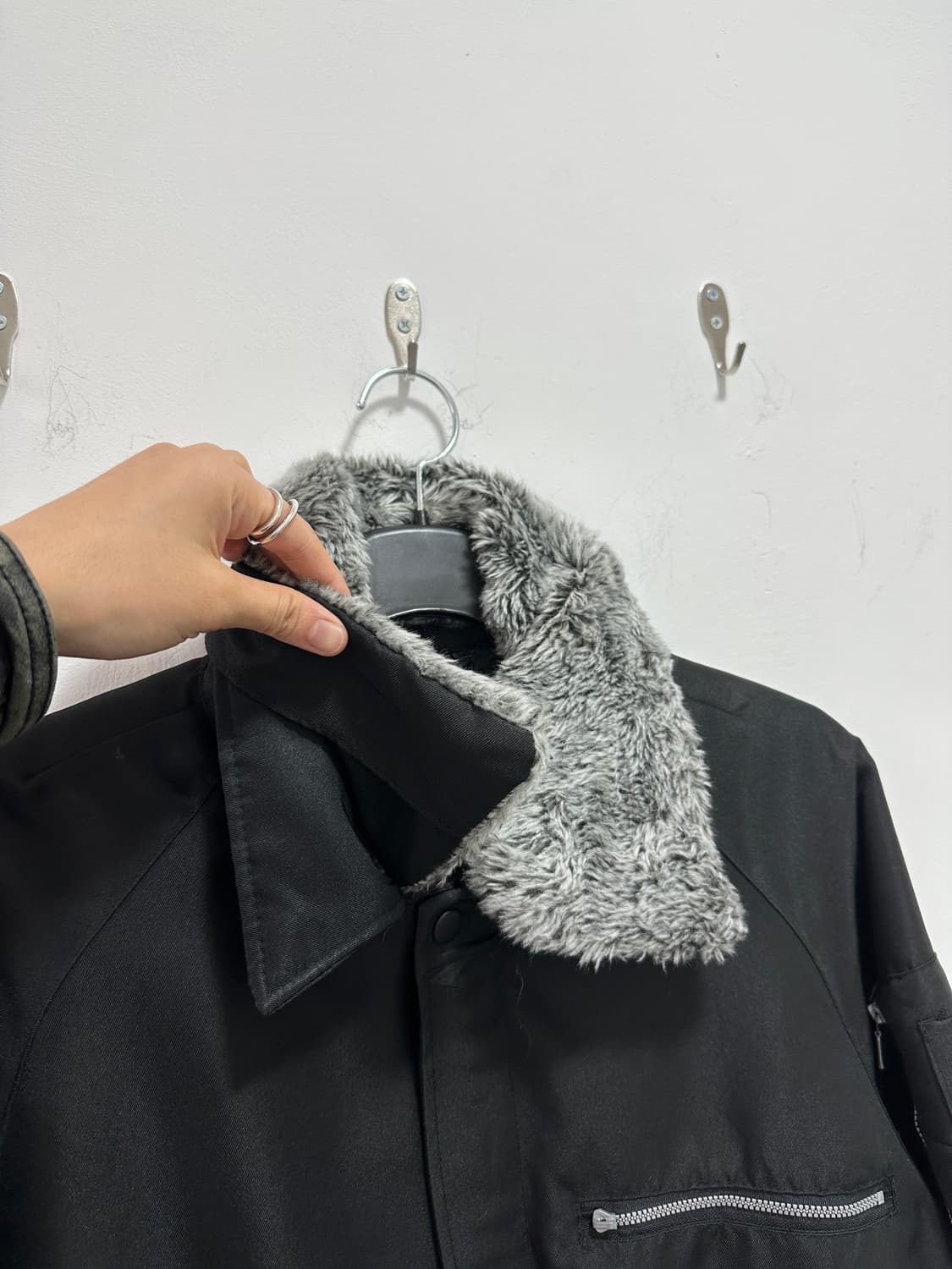 Howaitourufu gray fur bomber jacket 상품이미지5