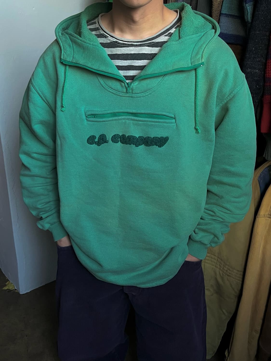 80s CP 컴퍼니 아카이브 올드 로고 후드 코튼 하프 집업 아노락 상품이미지5