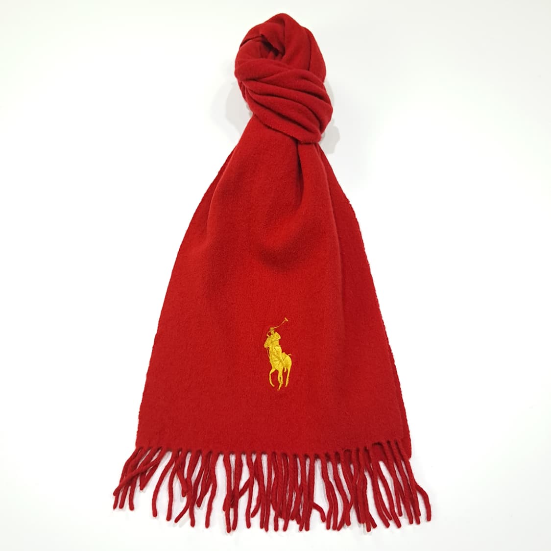 MX405 폴로 이태리판 램스울 골드포니 레드 머플러 목도리 상품이미지1