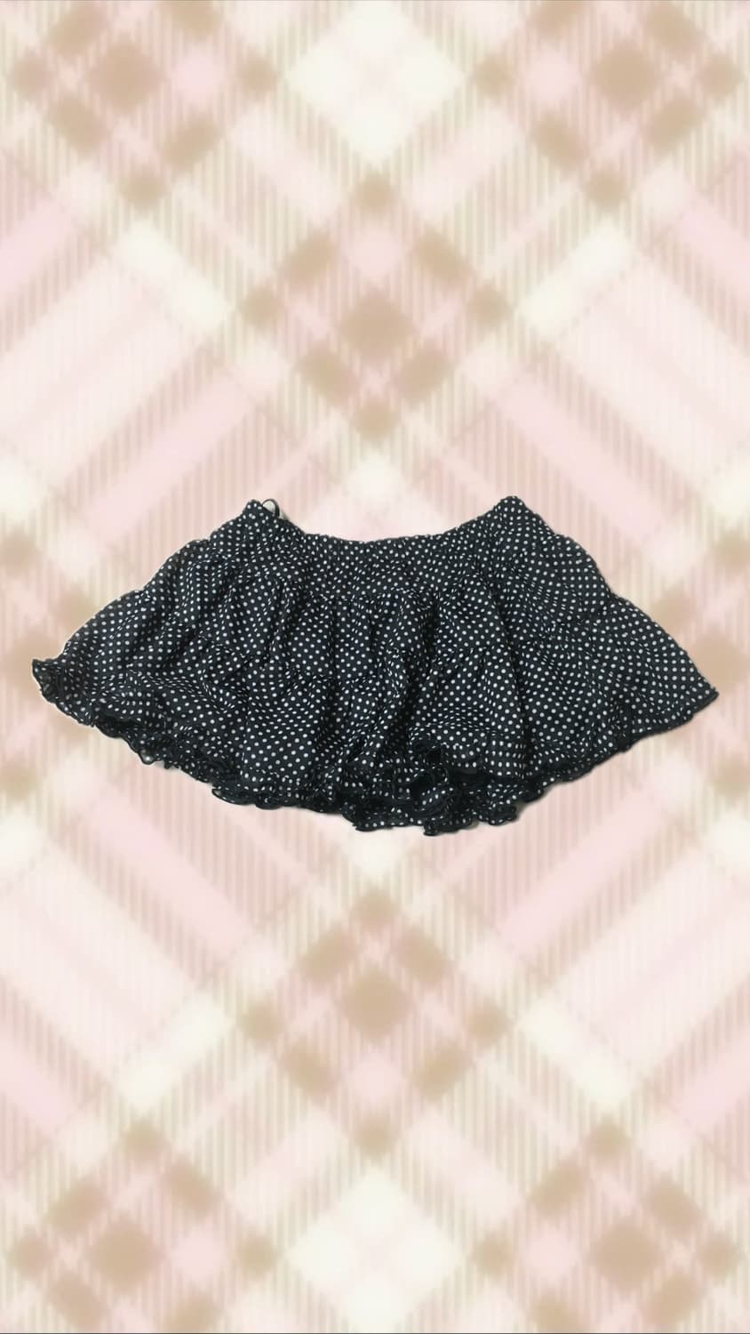 블랙 도트 땡땡이 캉캉 스커트 치마 히메 오네 갸루 러블리 로걀 빈티지 상품이미지1
