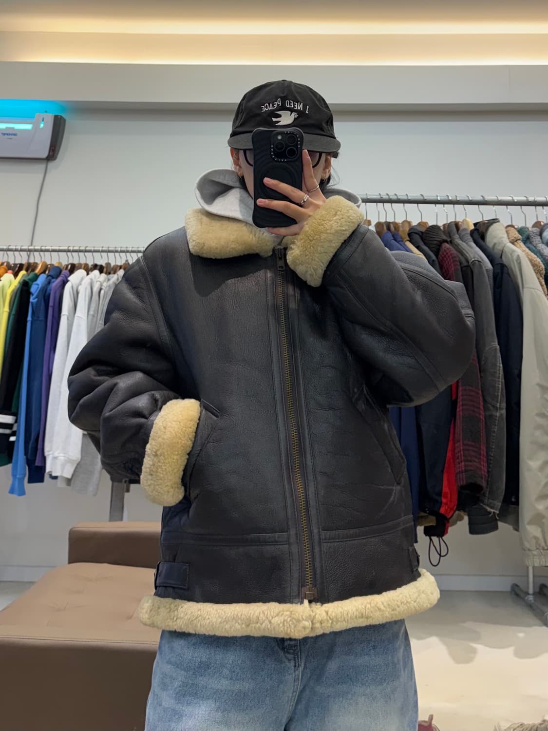 B-3 아메리칸 밀리터리 양가죽 무스탕 상품이미지6