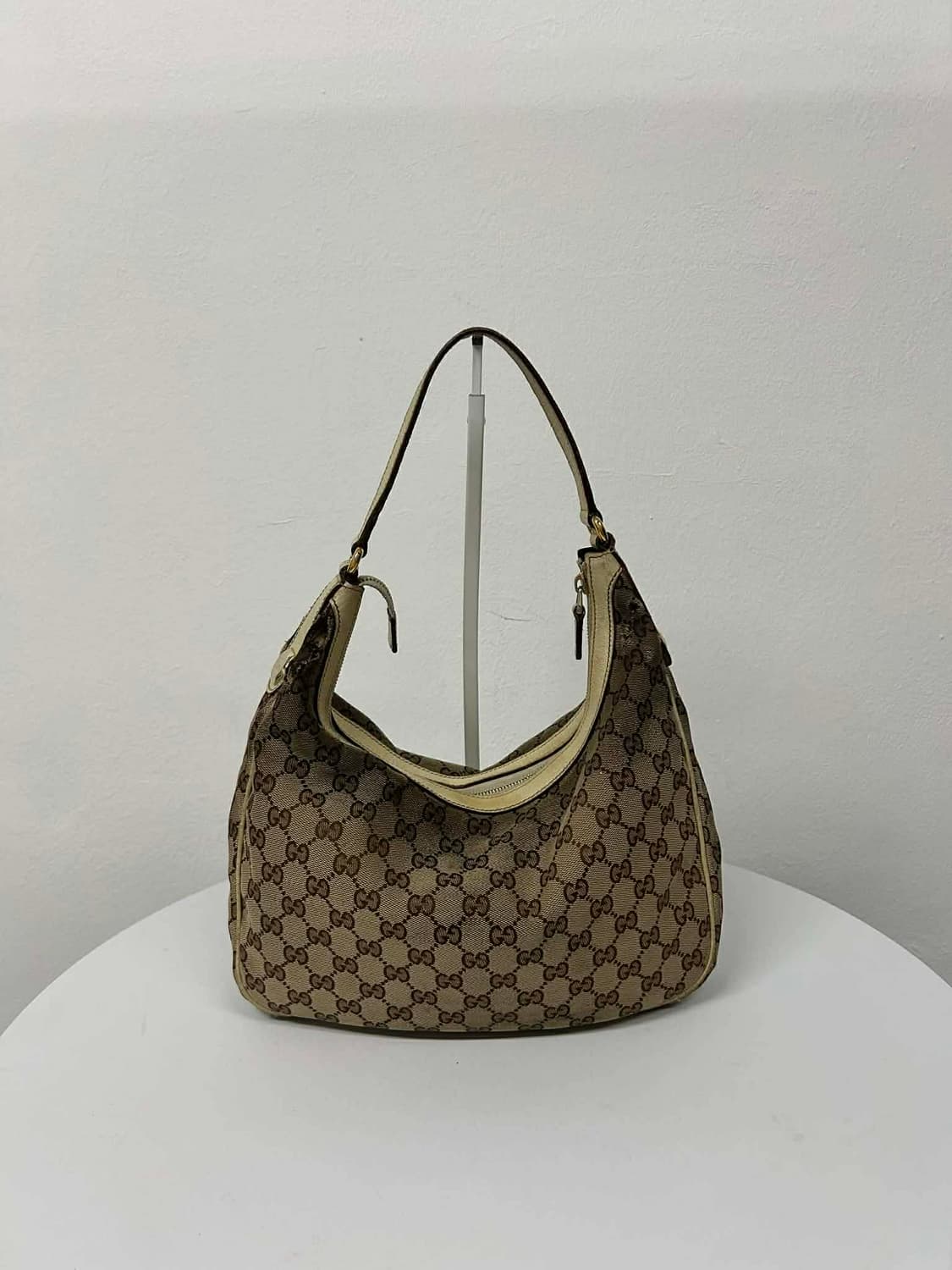 구찌 GG수프림 캔버스 가죽 트림 호보 숄더백 토트백 상품이미지4