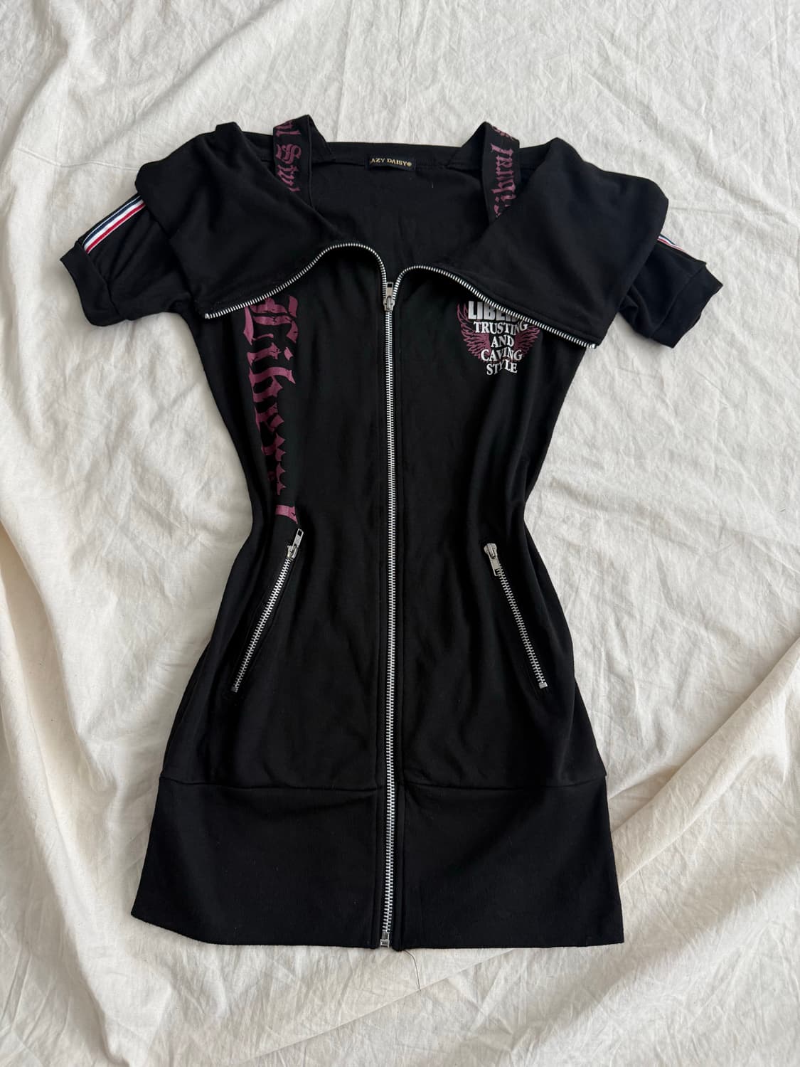 레이디 데이지 갸루펑크 오프숄더 딱붙 원피스집업 상품이미지1