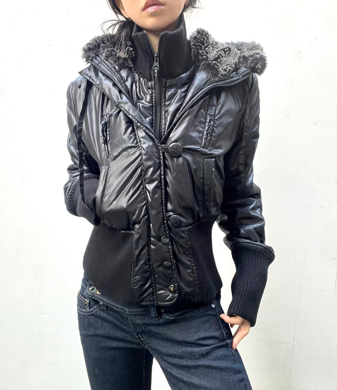 A/X 하이넥 퍼 후드 투웨이 패딩점퍼 상품이미지5