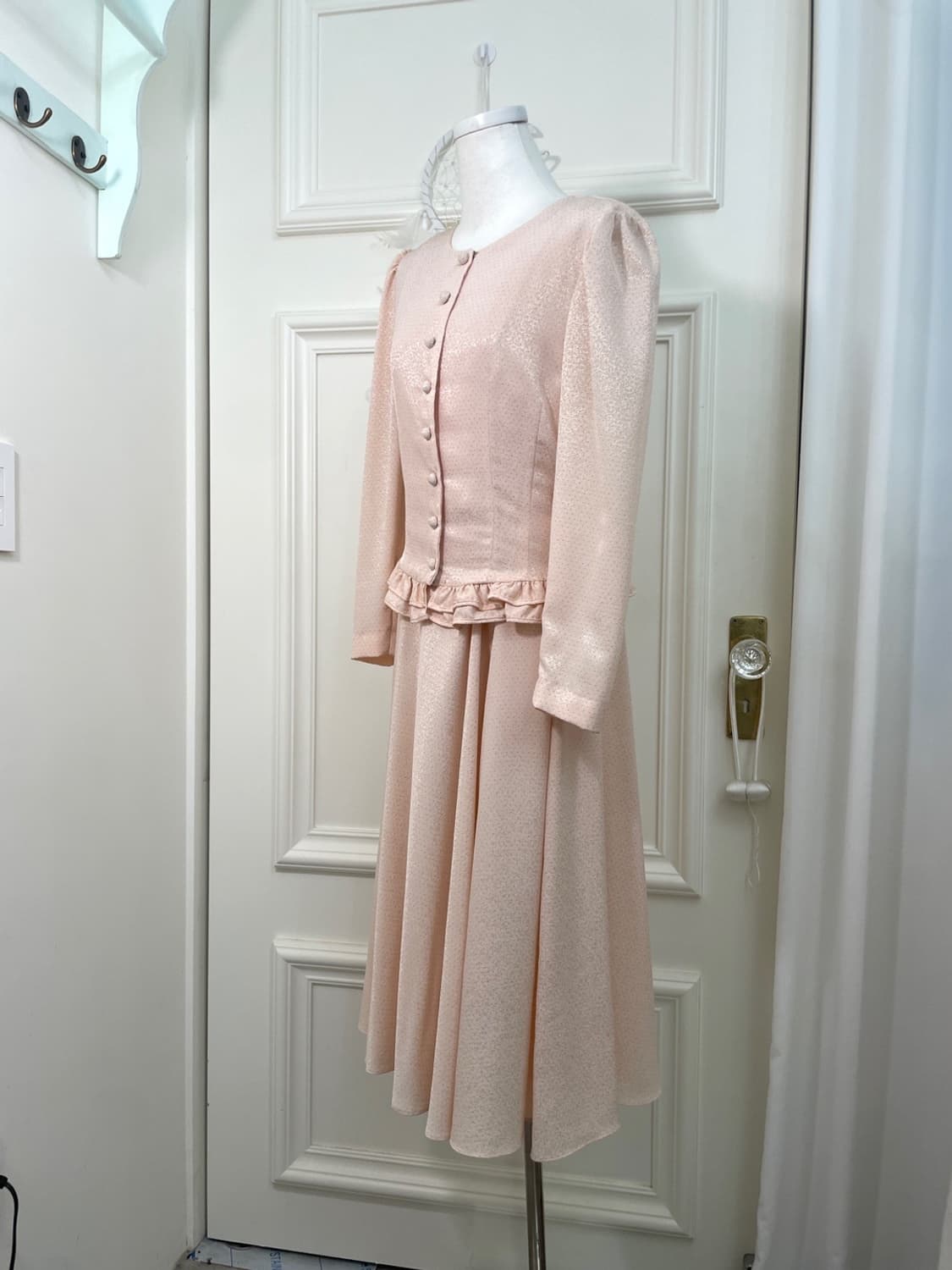 coral pink silver dot ruffle jacket opc 상품이미지2