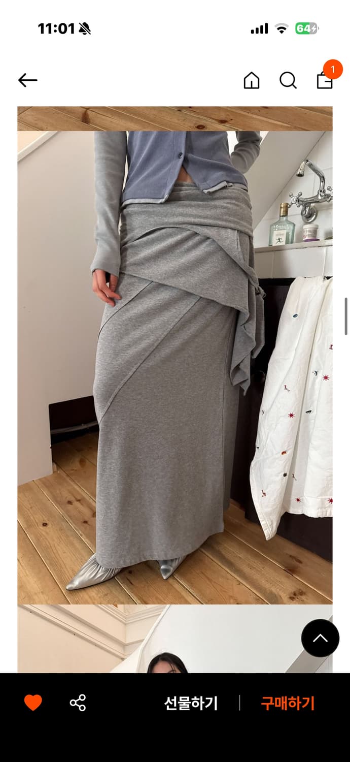 다이애그널 더블 레이어드 롱 드레스 상품이미지3