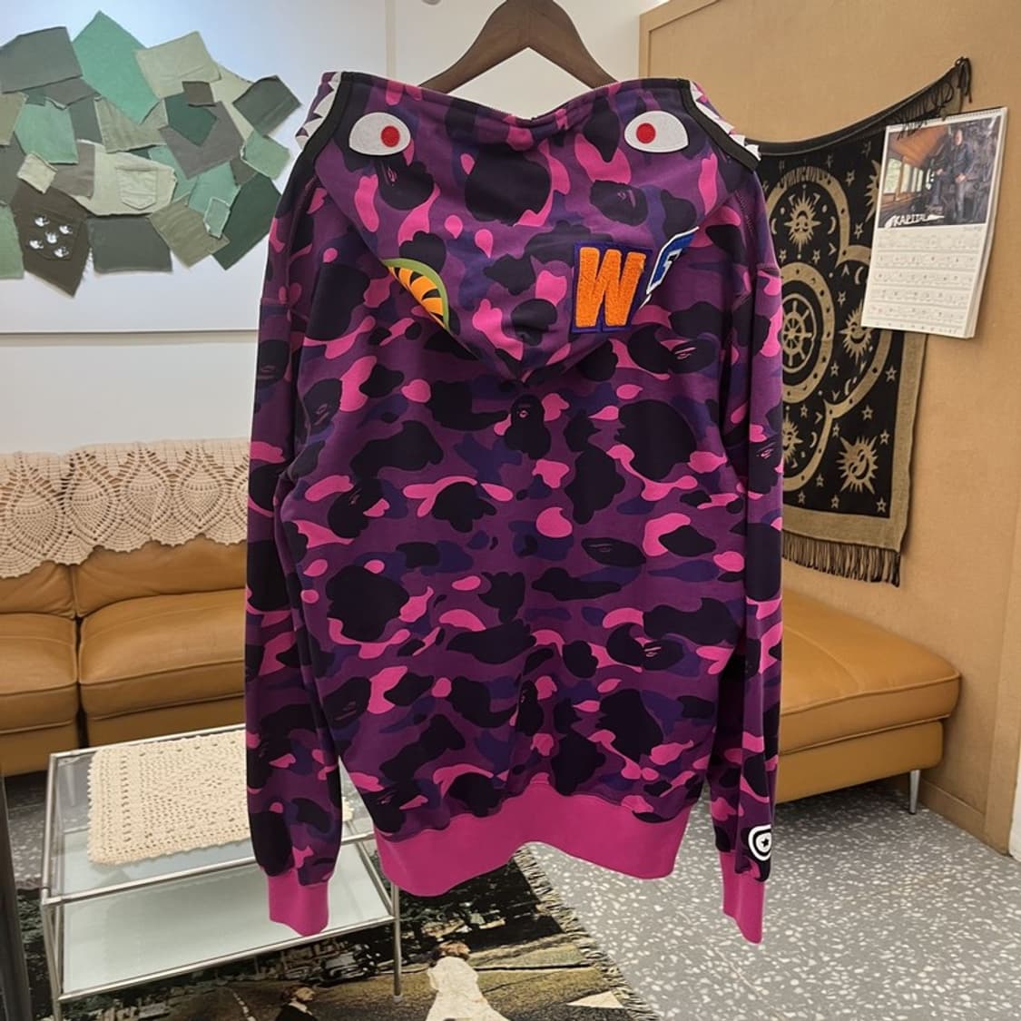 베이프 AAPE 스트릿 펑크 퍼플카모 샤크 후드집업 L C11552 상품이미지4