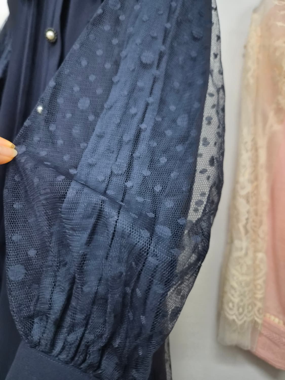 오즈세컨 도트망사 레이어드 후드쉬폰원피스 상품이미지7