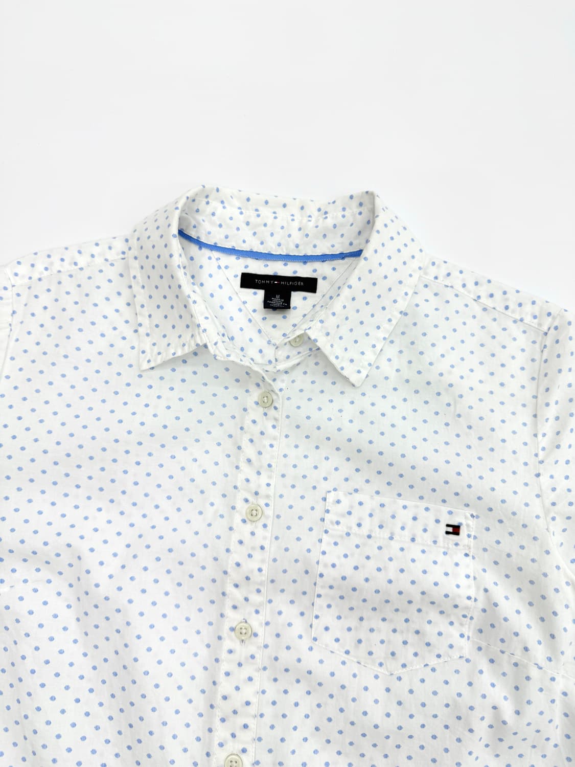 빈티지 타미 힐피거 블루 도트 반팔 라인 셔츠 상품이미지2