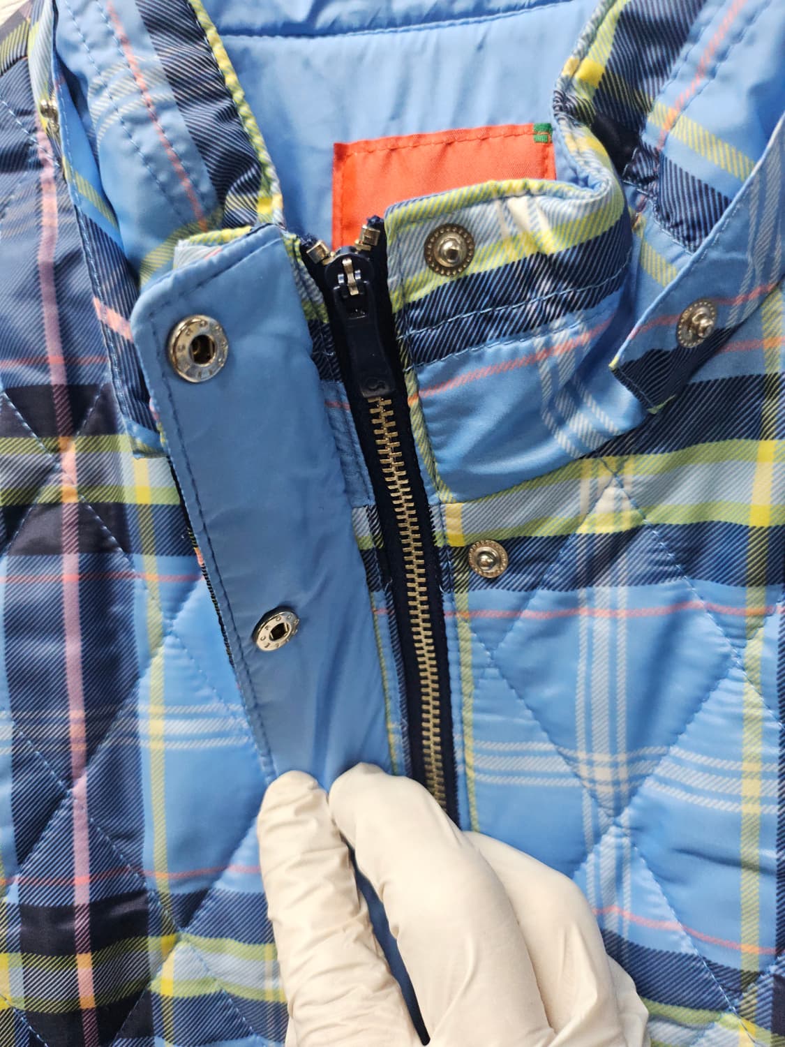 크로커다일 블루 체크 퀼팅 자켓  100 상품이미지2