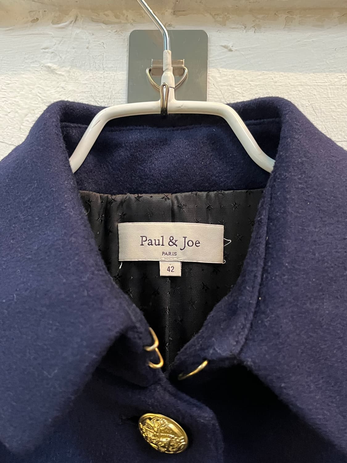 Paul&Joe 금장 네이비 울 캐시미어 코트 42 상품이미지2