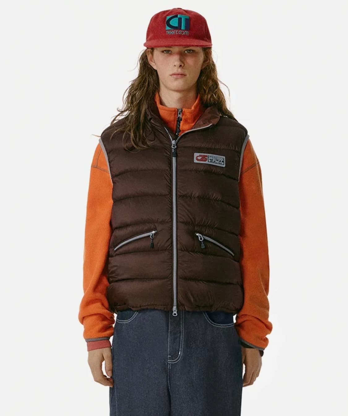 테켓 패딩 베스트 브라운 경량 패딩조끼 M사이즈 상품이미지1