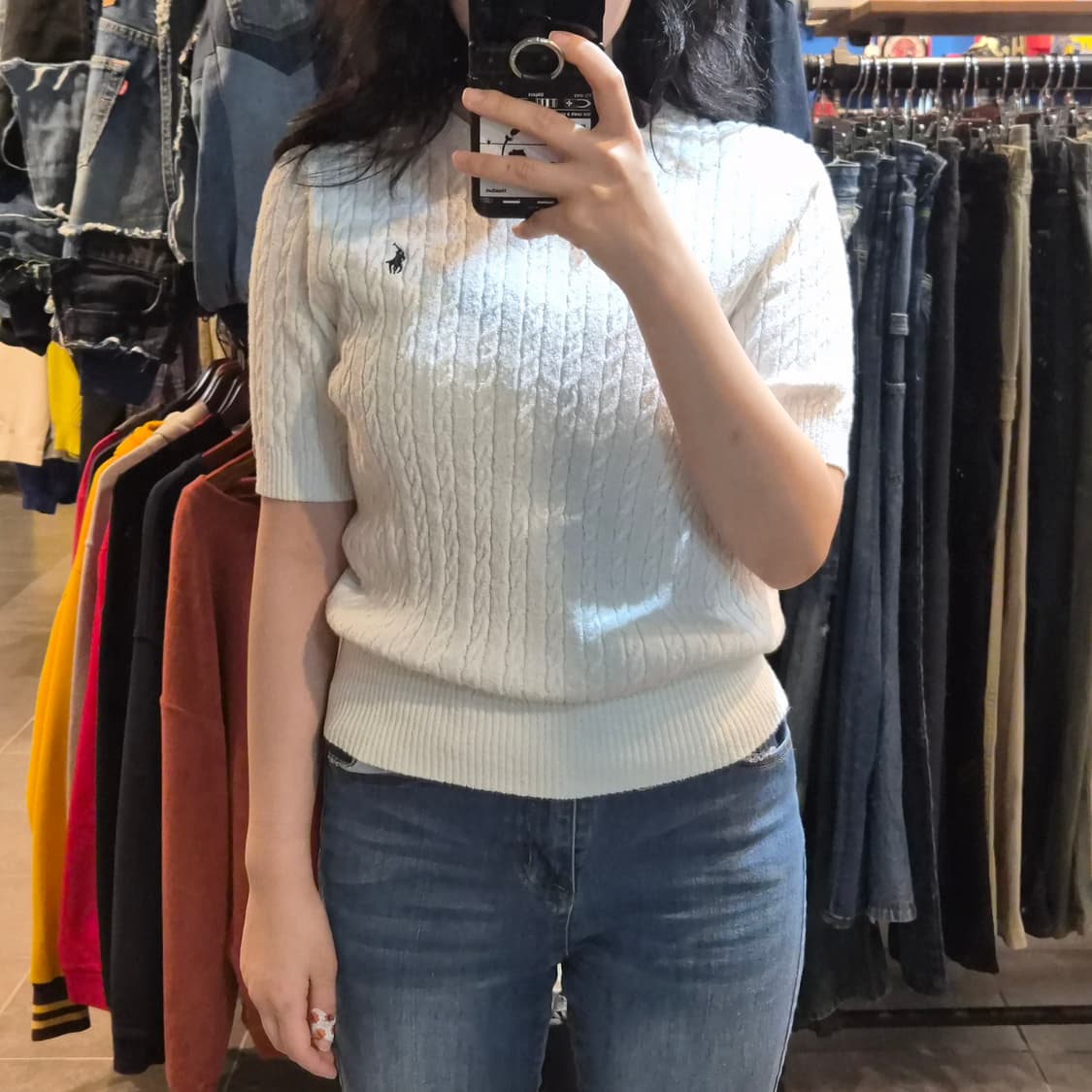 [NO.9] 폴로 꽈배기 반팔 니트 화이트 상품이미지1