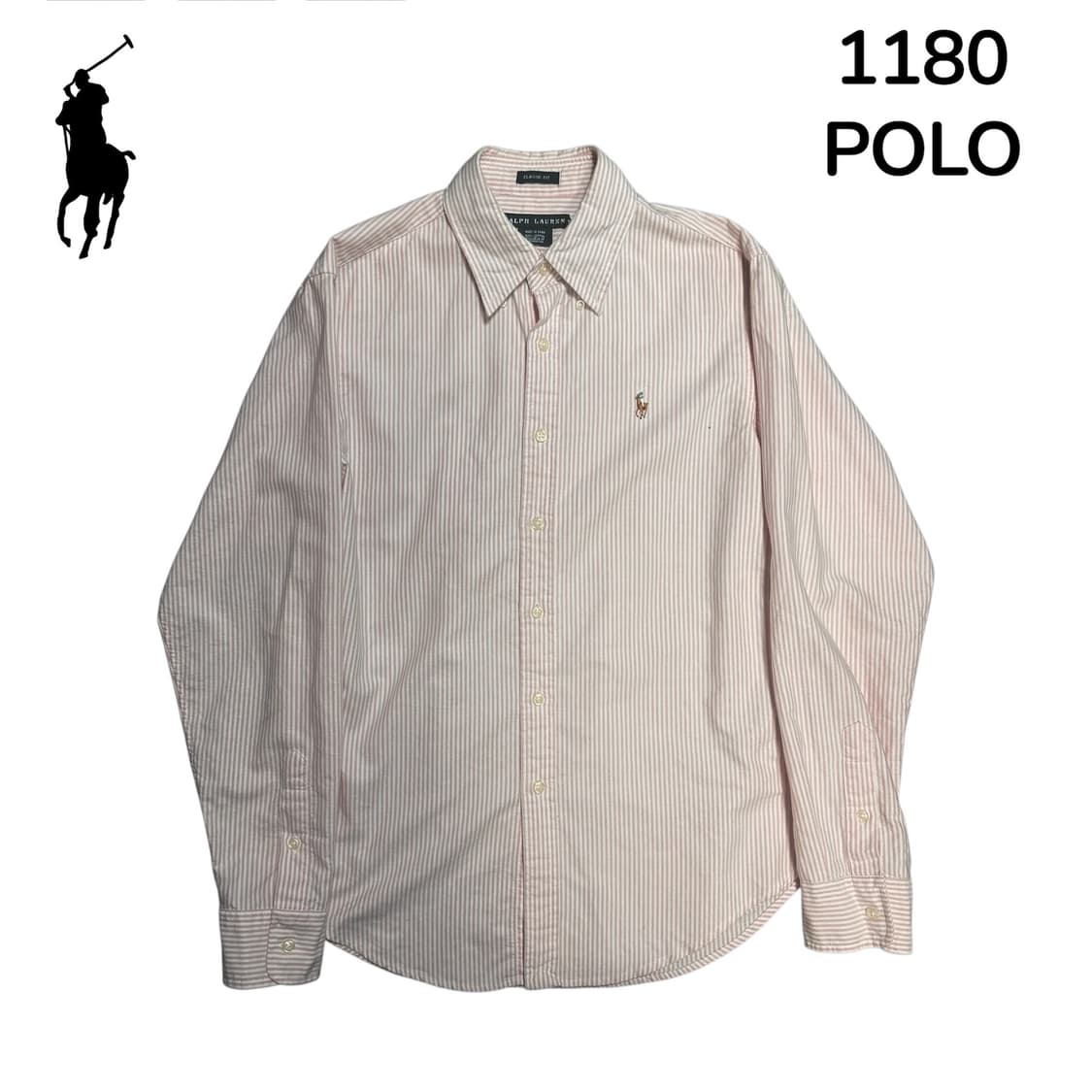 폴로 클래식핏 스트라이프 여성용 핑크 셔츠 xs 상품이미지2