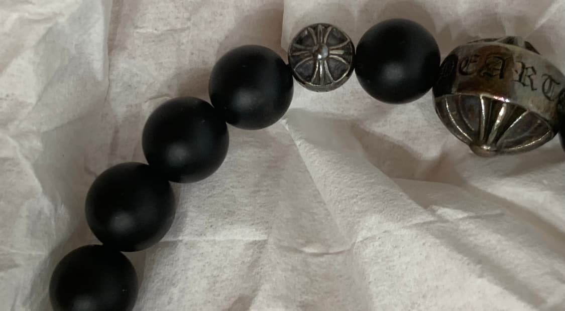 [8mm]크롬하츠 3볼 비즈 팔찌 블랙 실버 상품이미지9