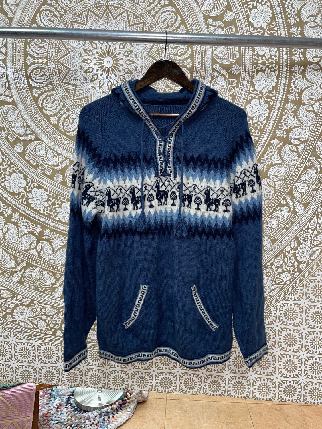 에스닉 패턴 니트 후드티  상품이미지3