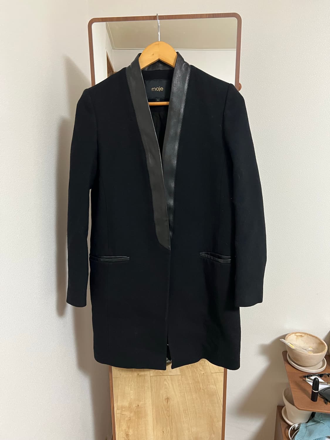 Maje 슬림 레더라인 코트  상품이미지1