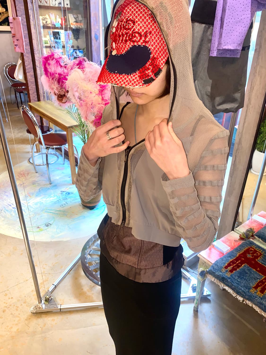 빈티지 Sun Light 테크웨어 사이버 펑크 메쉬 집업 상품이미지1