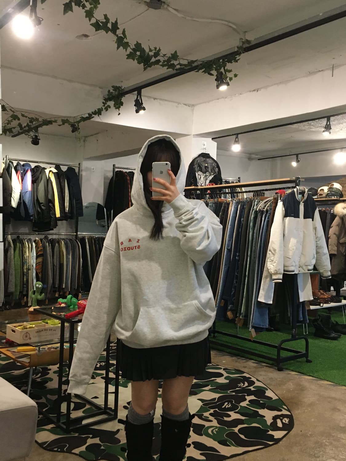 아이앱 스튜디오 후드티 화이트레드 상품이미지6