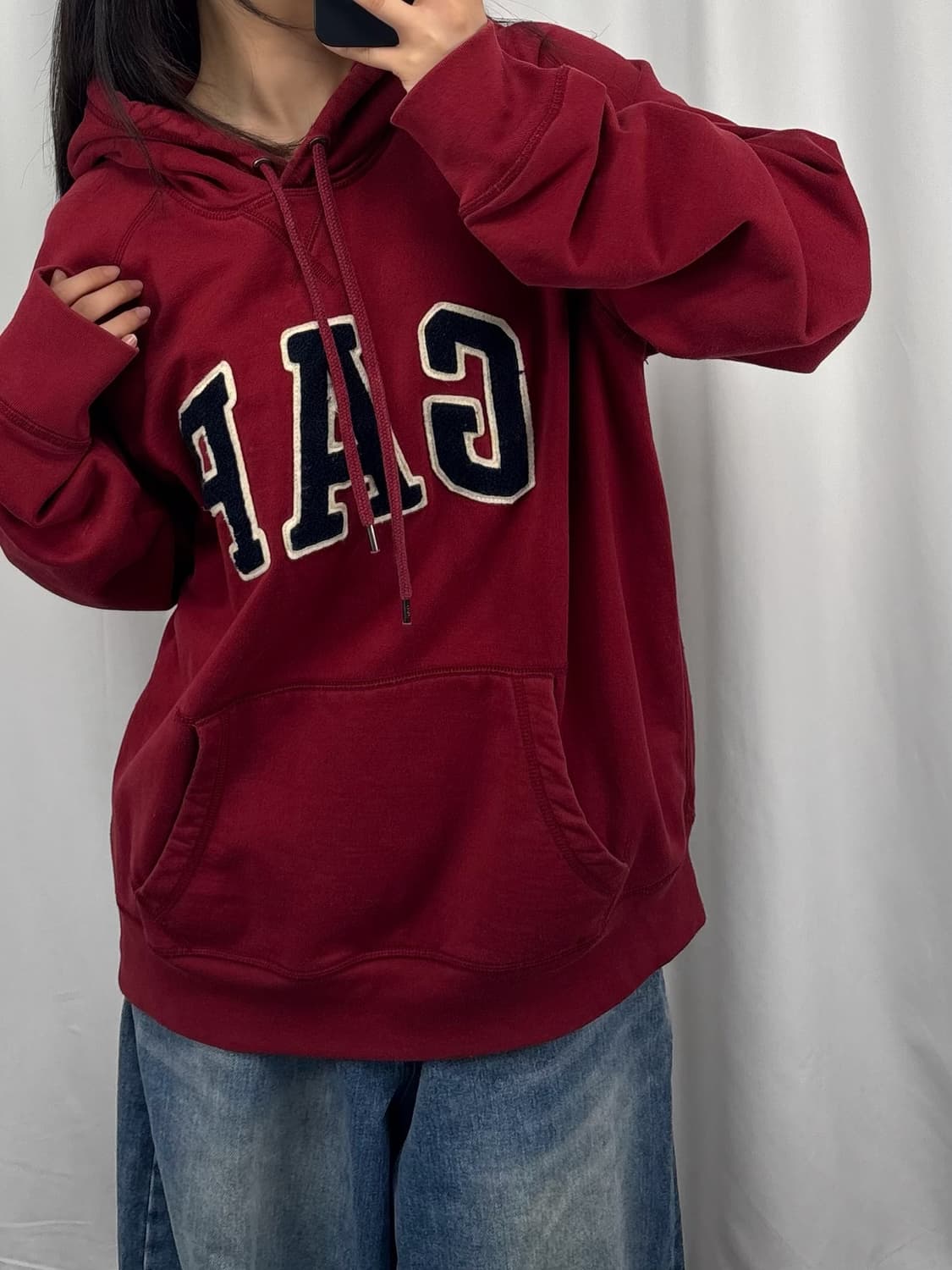 갭 빅로고 레드 후드티 상품이미지1