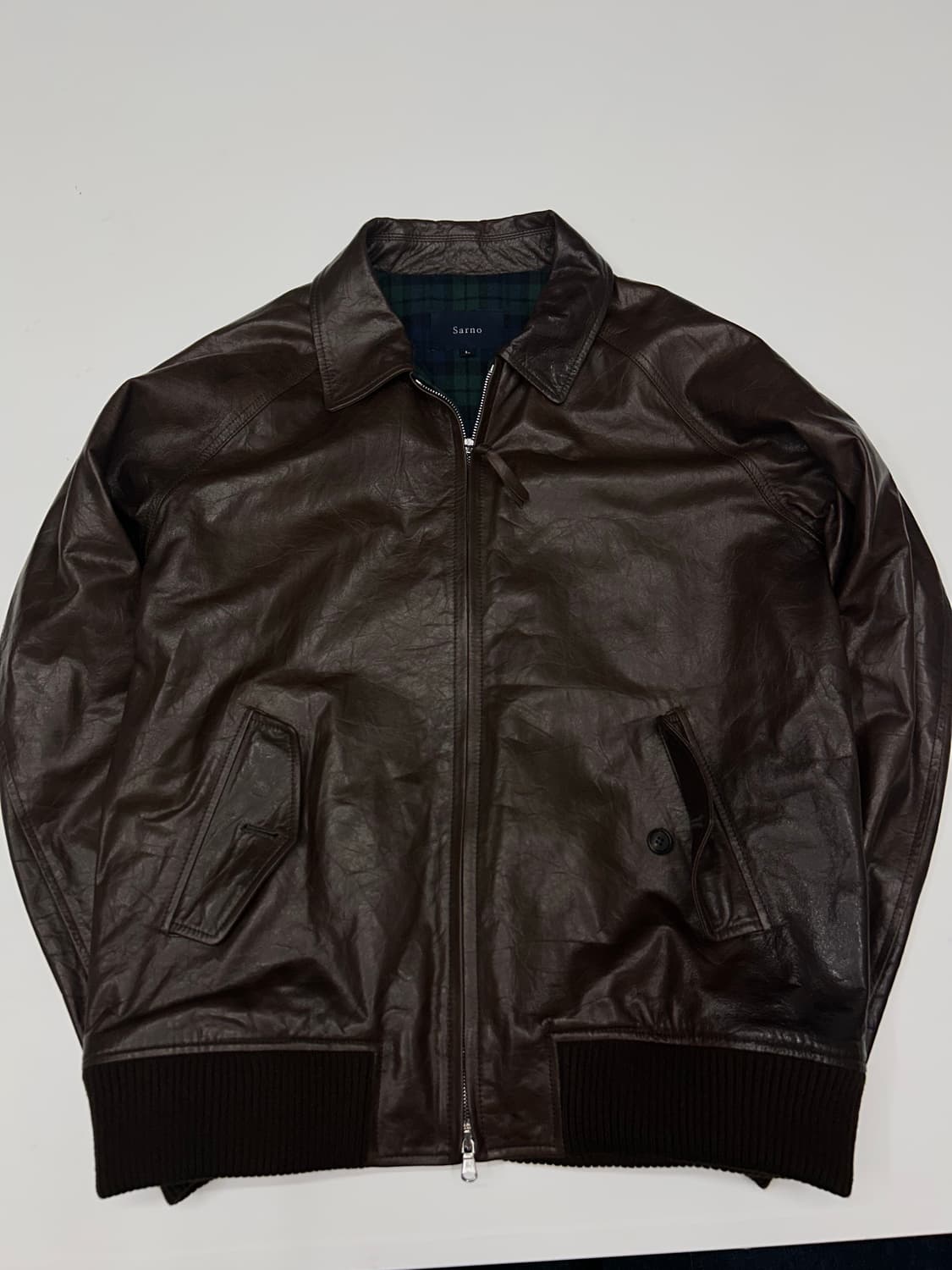산드로 브라운 카라 레더 자켓 상품이미지1