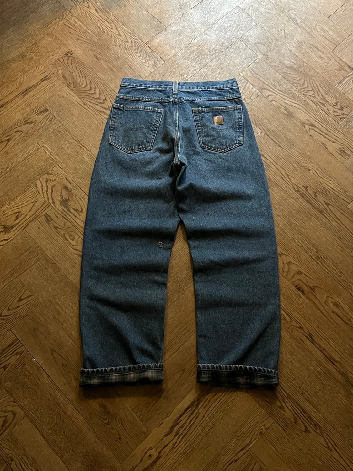 [30]칼하트 USA 체크 라이닝 워크 데님 팬츠 상품이미지2