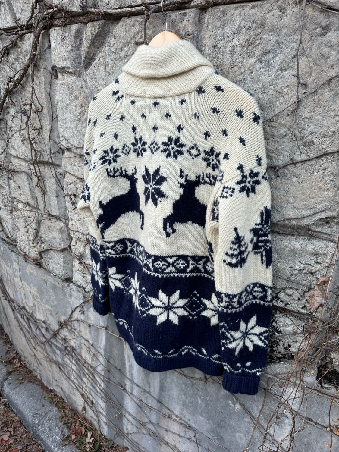 90~00s 폴로 랄프로렌 노르딕 패턴 울 핸드 니트 가디건 s 상품이미지4