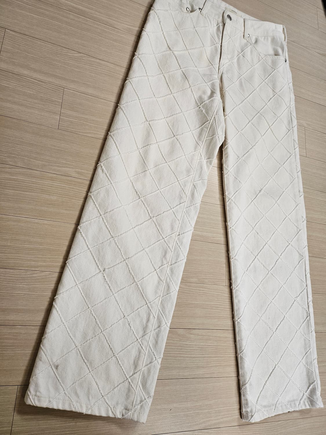 문선 MOONSUN 체크 화이트진 상품이미지2