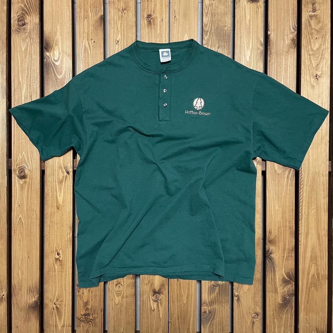 90s 싱글스티치 수소봉제 헨리넥 티셔츠 XL 상품이미지1