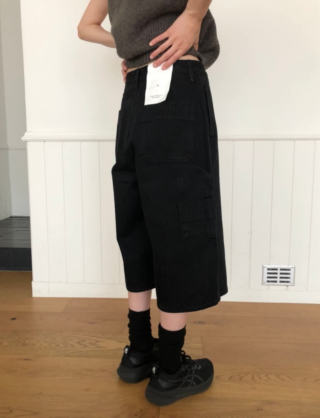 미닝아웃 클락 버뮤다 팬츠 블랙 상품이미지4