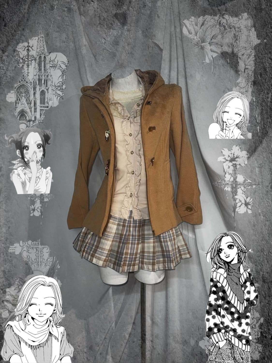 하치깔 브라운 피치 러블리 히메 코디세트  상품이미지1