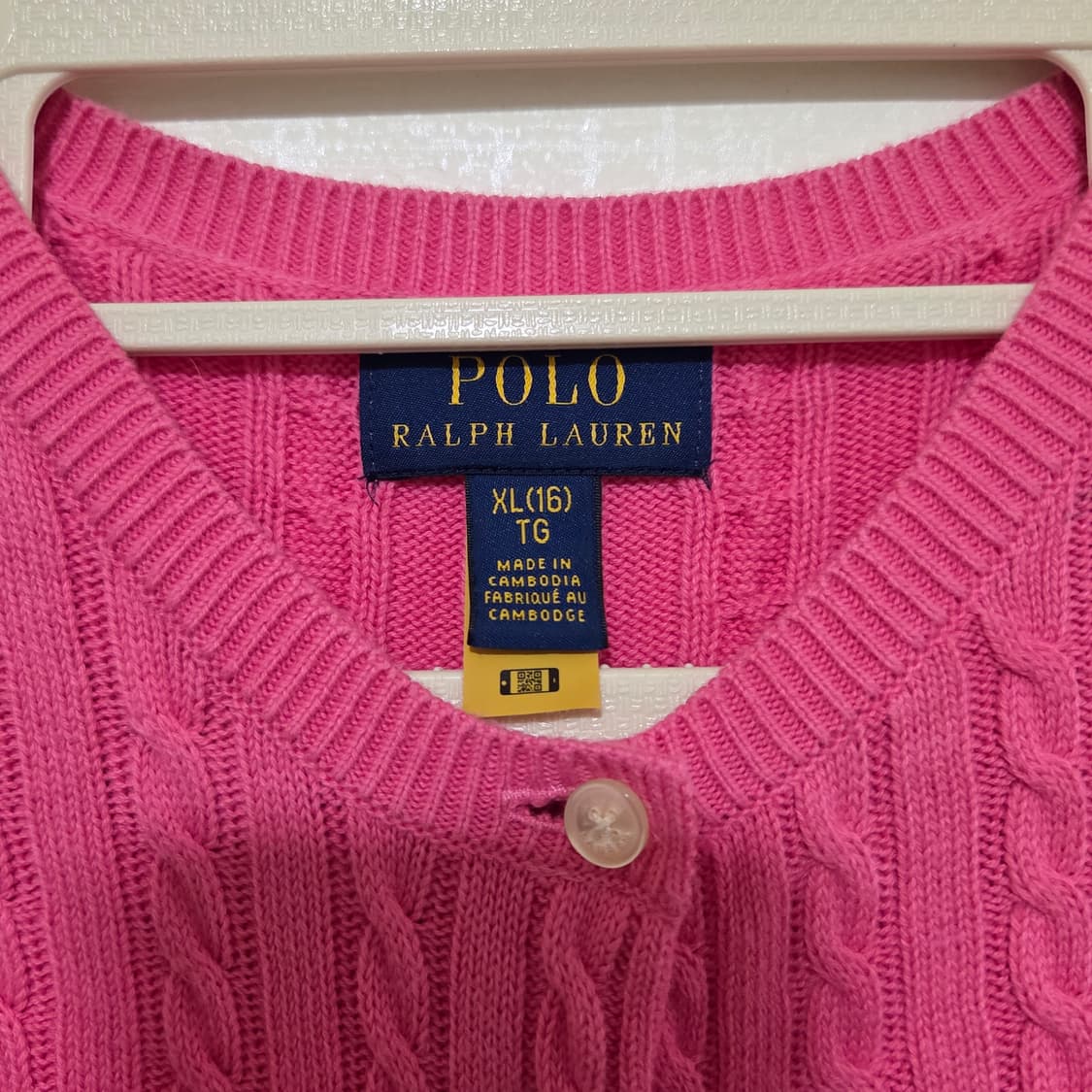 폴로랄프로렌 핫 핑크색 케이블 가디건 걸즈 xl 상품이미지2