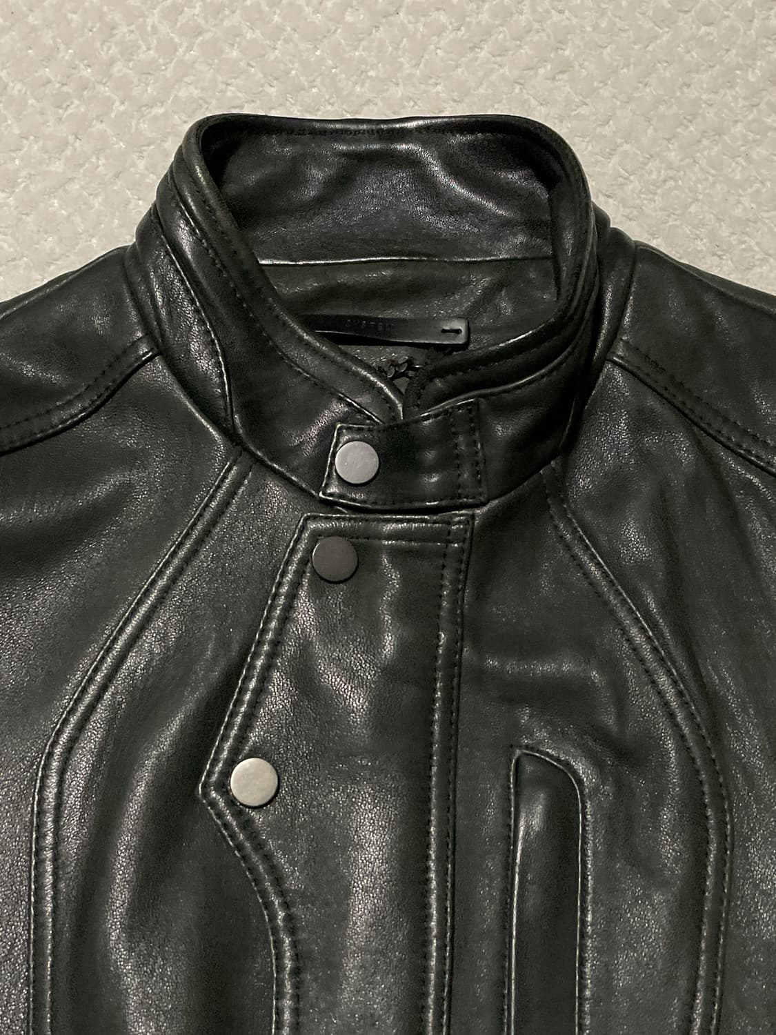 SYSTEM HOMME 시스템옴므 웨스턴 무드 램스킨 양가죽 절개 레더 상품이미지5