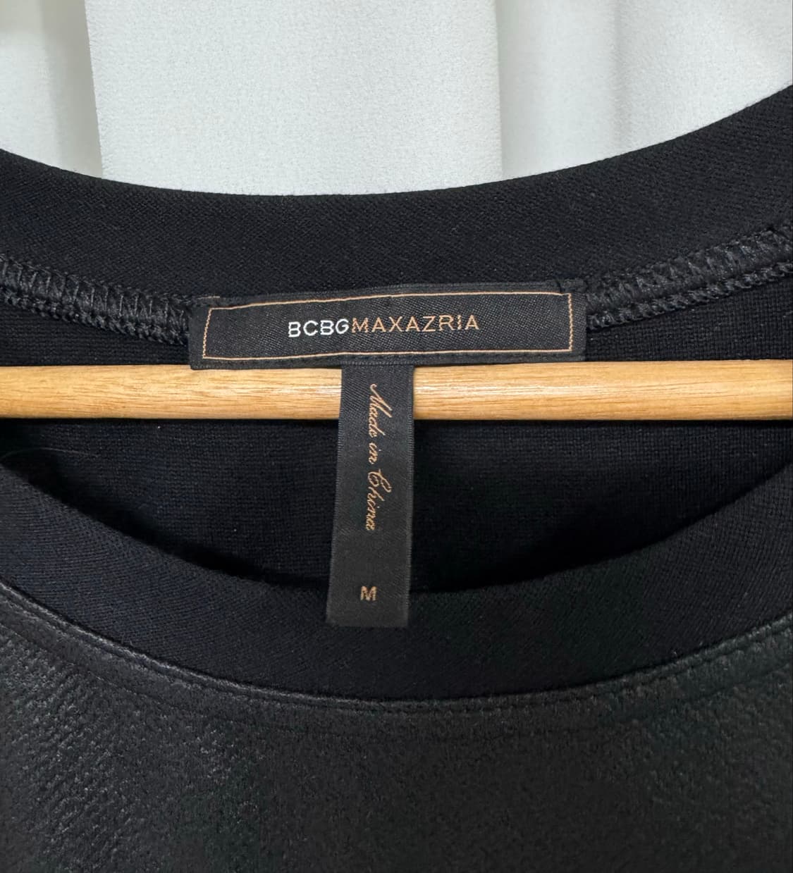 BCBGMAXAZRIA 블랙 레더 배색 반팔원피스 M 상품이미지7