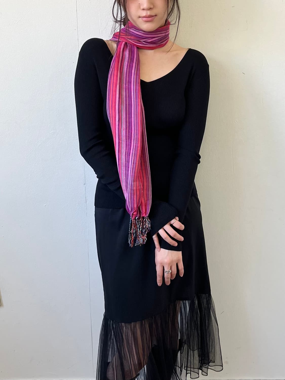 Japan vtg 스트라이프 머플러 상품이미지7