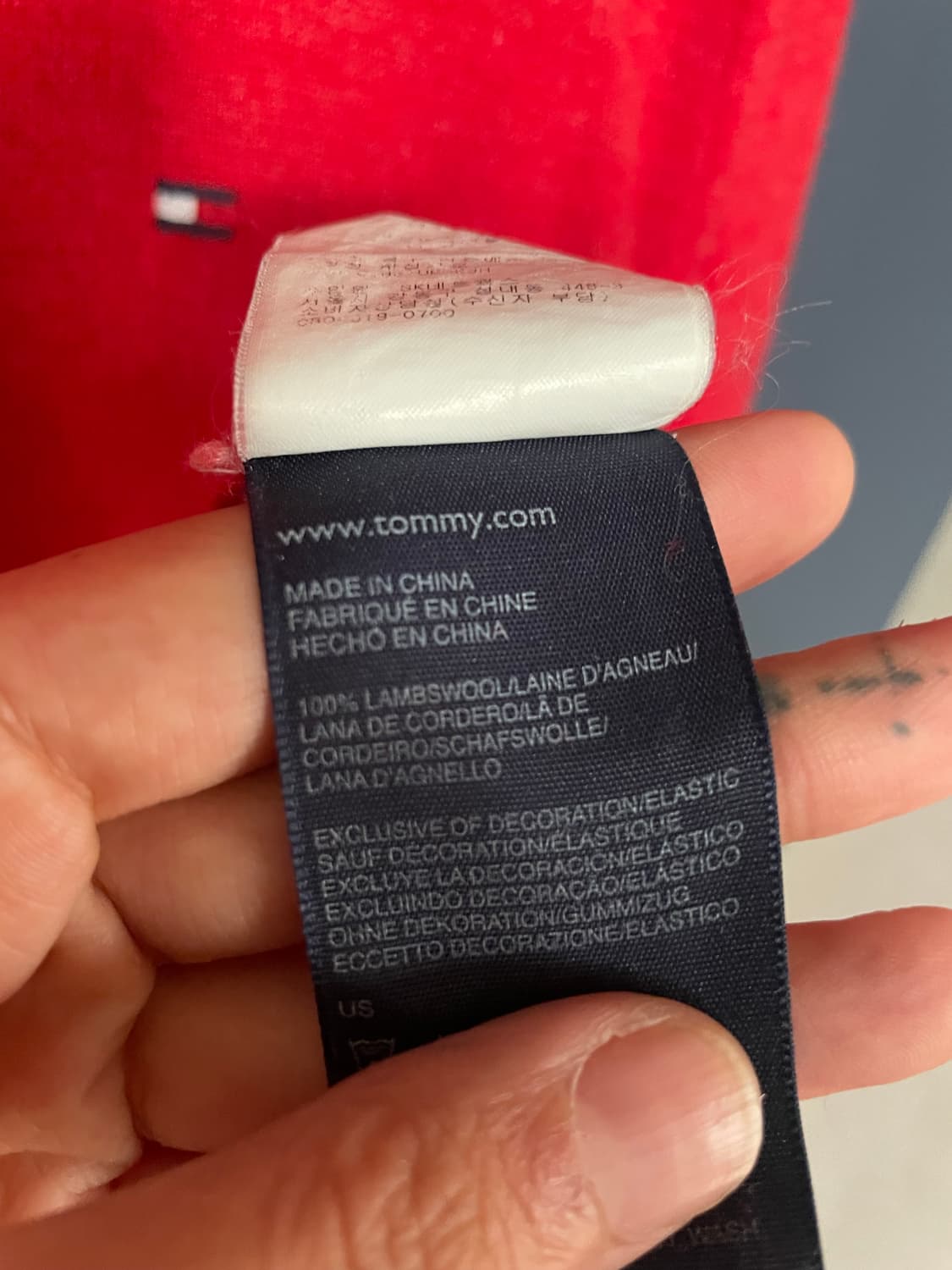 Tommy Hilfiger 램스울100 레드 라운드 니트 상품이미지3