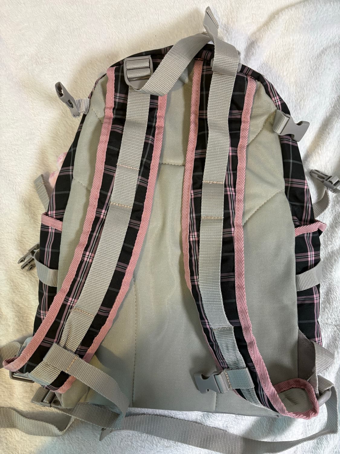 하루할인 benetton 일본 빈티지 블랙 체크 백팩 가방 모리걸 도트 상품이미지4