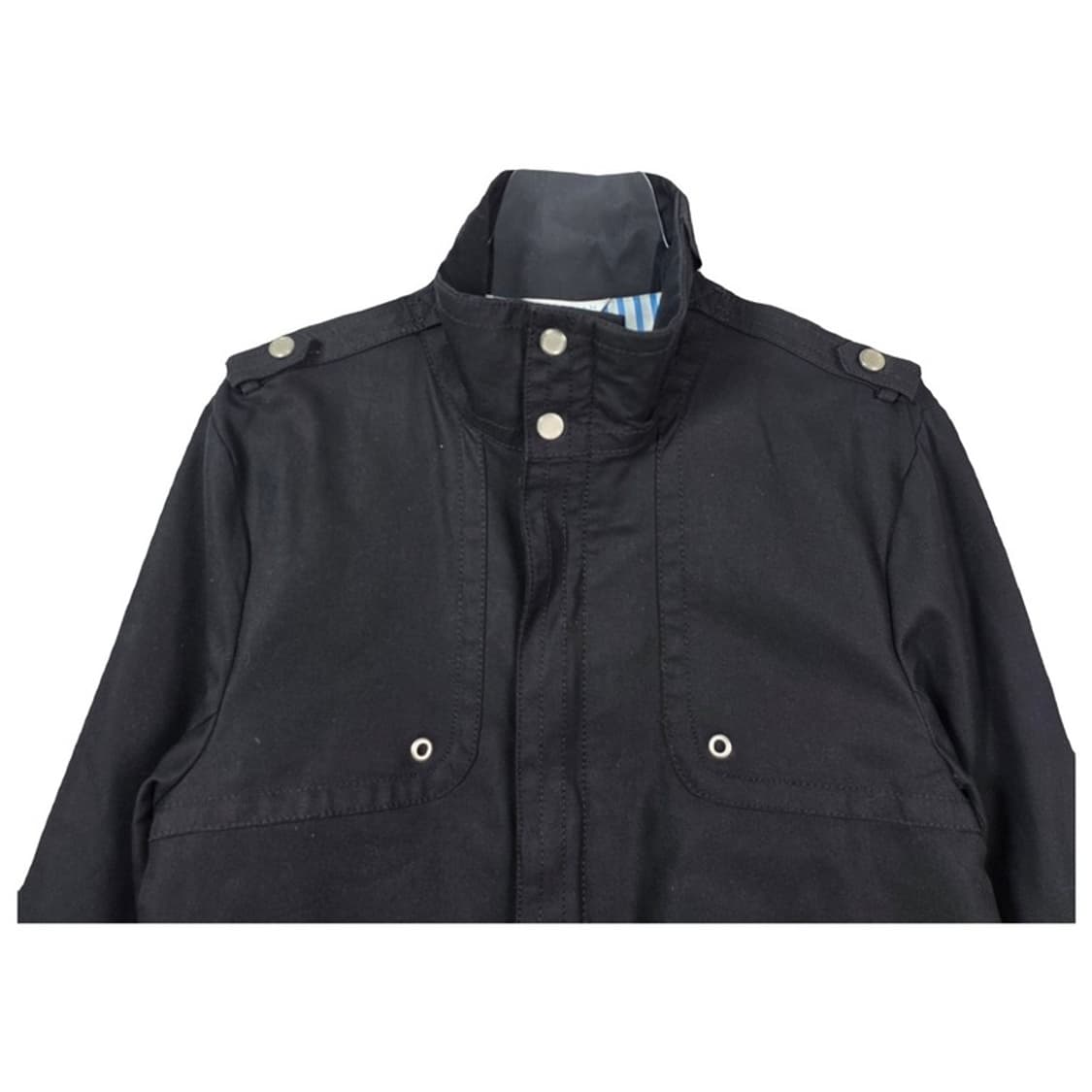 ZARA 맨 블랙 코튼 하이넥 밀리터리 필드 자켓 M 상품이미지3