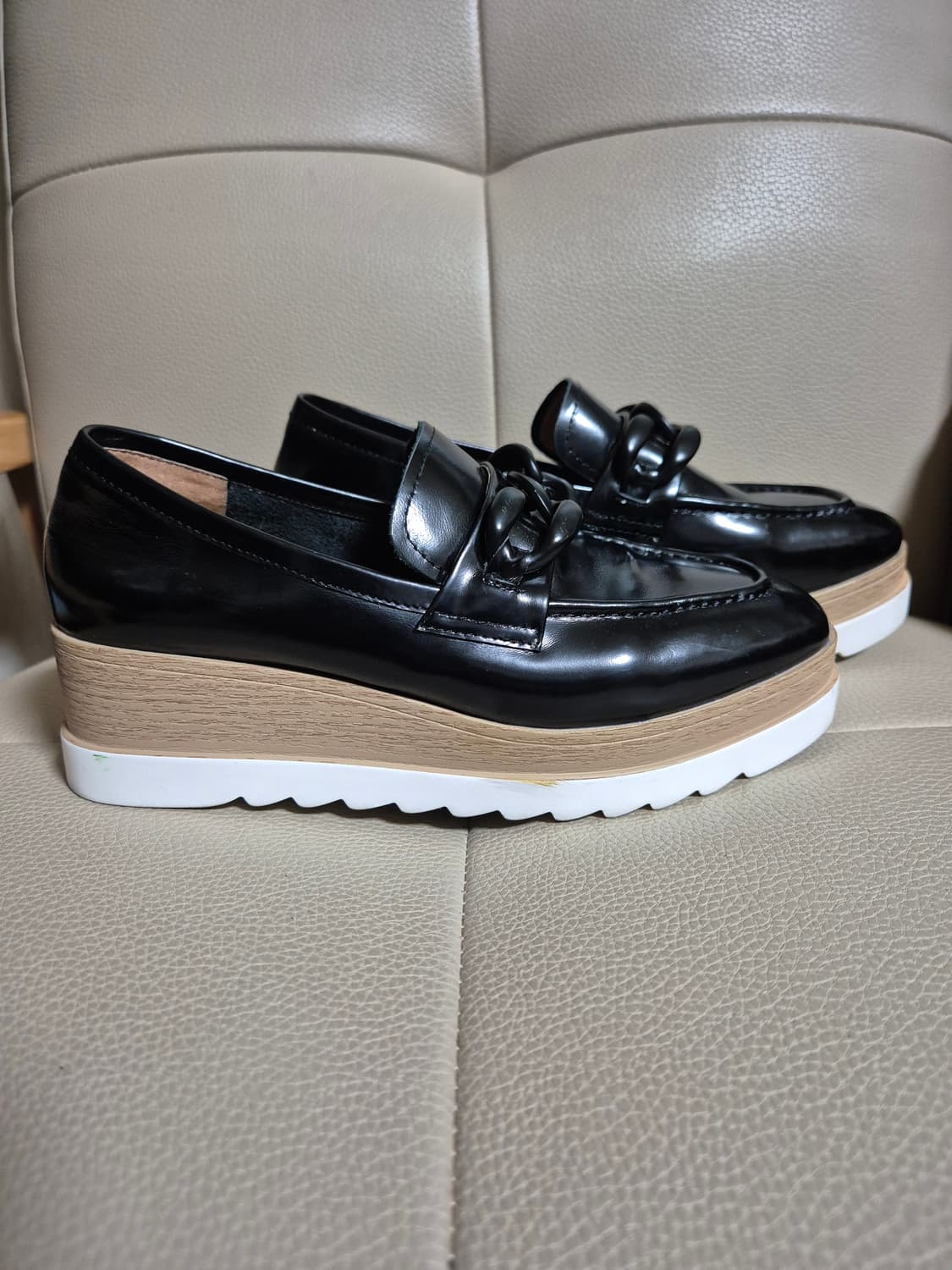 스타카토 블랙 체인 로퍼 웨지힐 상품이미지4