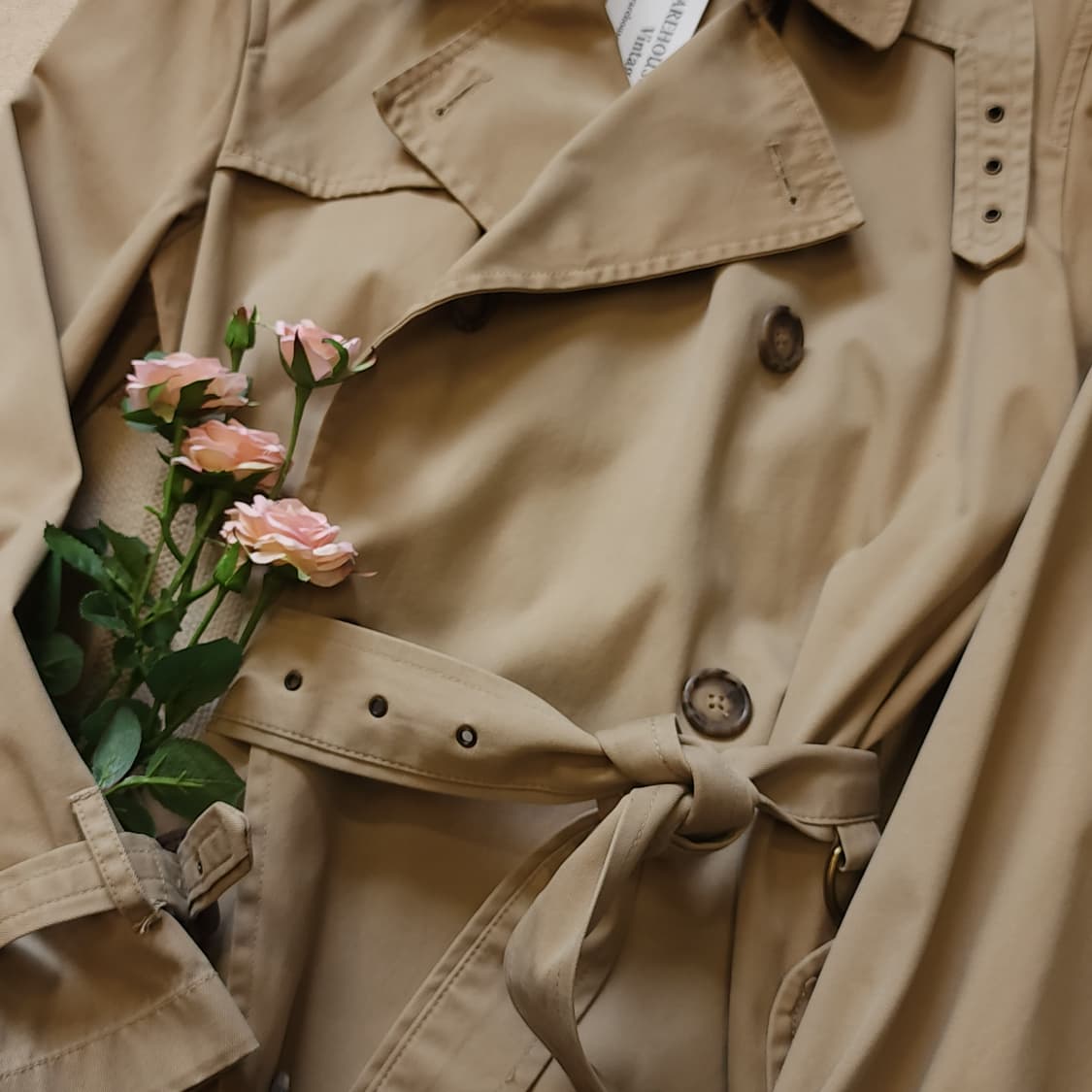 폴로 랄프로렌 여성용 베이지 더블 트렌치 코트 M 상품이미지5